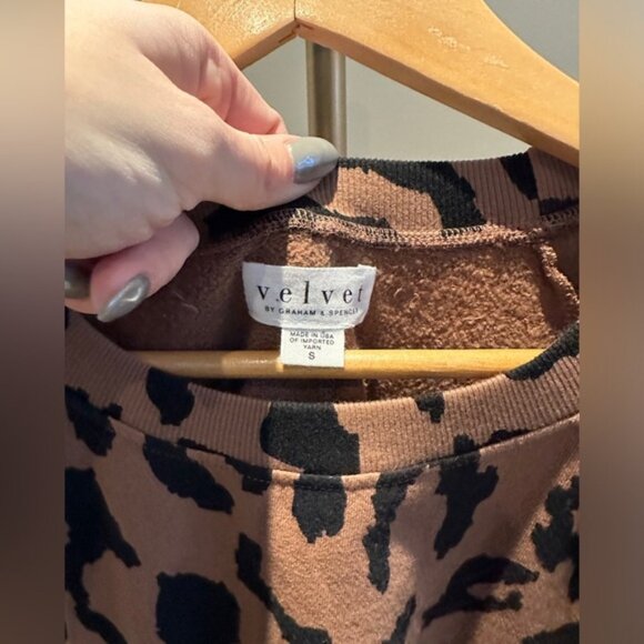 Velvet Leopard Puff Sleeve Mini Dress Size Small - Picture 5 of 10